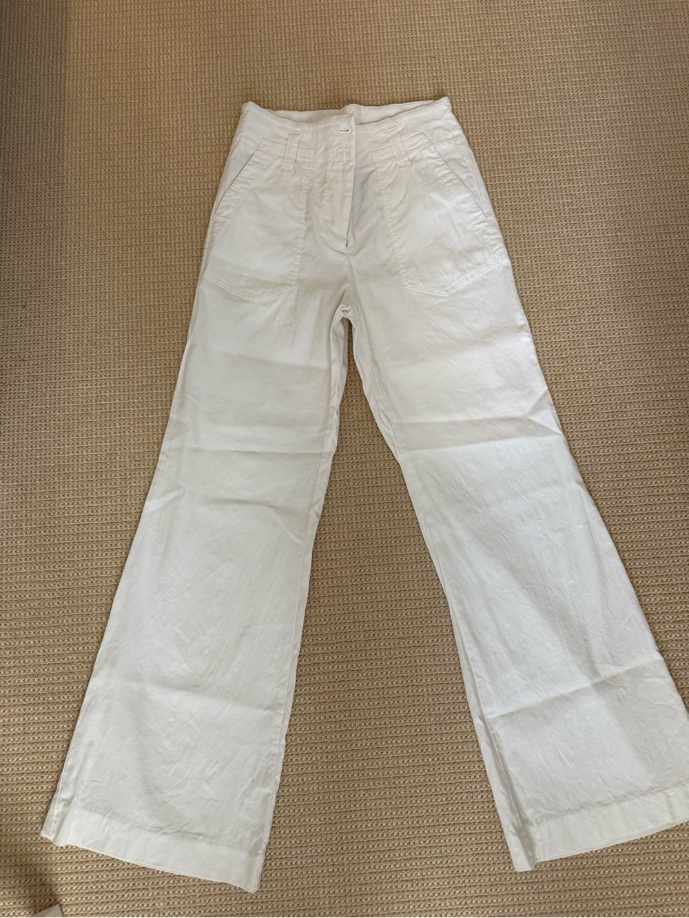 Maeve White Boot Cut Linen-Blend Pants